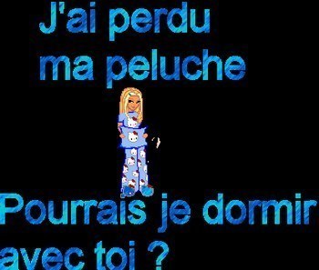 j'ai perdu ma peluche pourrais je dormir avec toi ?